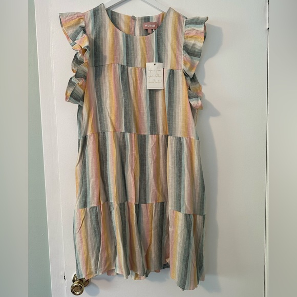 Show Me Your Mumu Daydream Mini Dress in Sunset Stripe Linen Blend Size XXL 🌅 - Picture 5 of 10